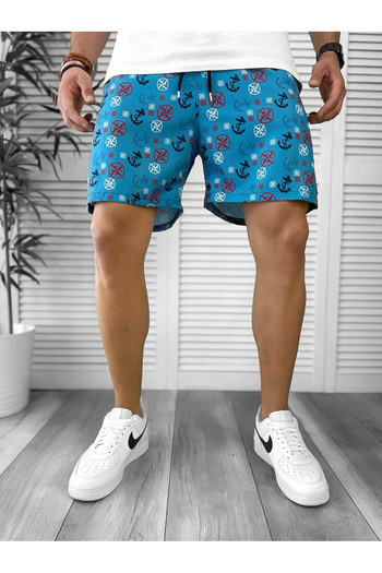 dehaine Men's Beach Pants, Printed, Blue, 12530