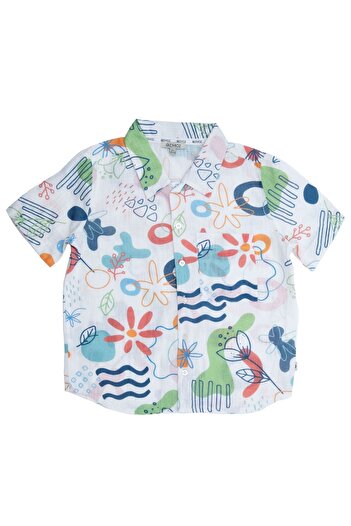 Ozmoz By Mukadder Özden 100% Cotton Patterned Summer Boy's Shirt