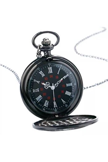 JustZEN Vintage Pocket Watch, JustZEN™, with Chain, Black, Quartz