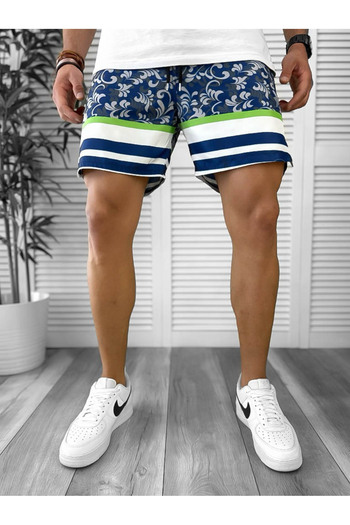 dehaine Men's Beach Pants, Printed, Blue, 12540