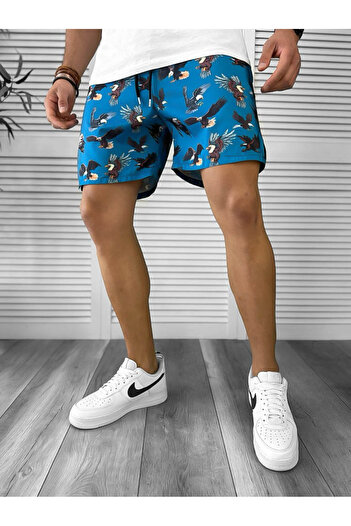 dehaine Men's Beach Pants, Printed, Blue, 12544