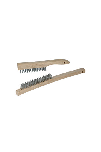 Regal 2-Piece Durable Tempered Steel Shoe Wire Brush with Wood Handle Beige and Grey