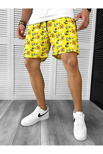 dehaine Men's Beach Pants, Printed, Yellow, 12529