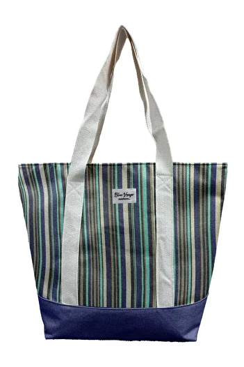 REMSA Linen Striped Waterproof Cotton Beach Bag 4002 Saks