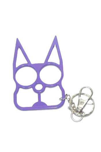 dalimag Cat-Shaped Steel Dagger Keychain, Self-Defense, 80 x 50 mm, Purple,