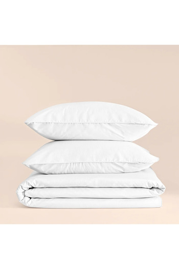 Penelope 100% Cotton Percale Duvet Cover Set 160X220 cm White - Pure Series