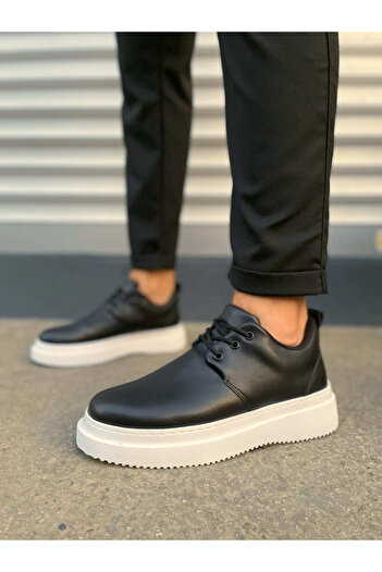 Zerenyus Jyx03 Luxor Lace-Up Thick Sole Men's Sports Classic Shoes - Black White
