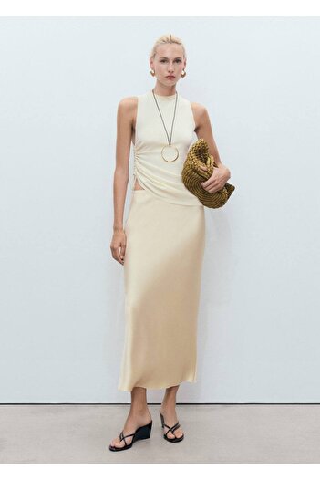 MANGO Woman Saten midi etek
