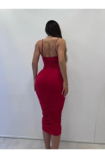 pink life Rochie roșie din țesătură Sandy Full Lycra