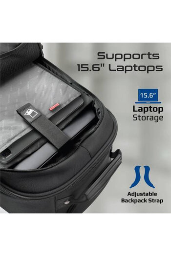 Promate Large Capacity Waterproof Laptop Backpack with Wheels for 15.6 Inch Laptops