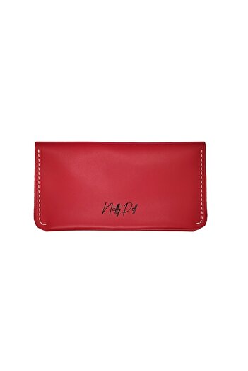 Natty Pell - Women's Wallet, Handmade from Leather, Red Sewed with White Thread