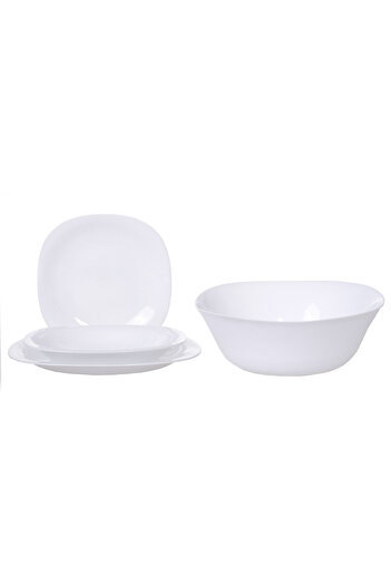 Eljado Set 19 Piese Patrat 6 Farfurii Intinse 26cm 6 Farfurii Adanci 22cm 6 Farfurii Desert 19cm, Bol 26cm