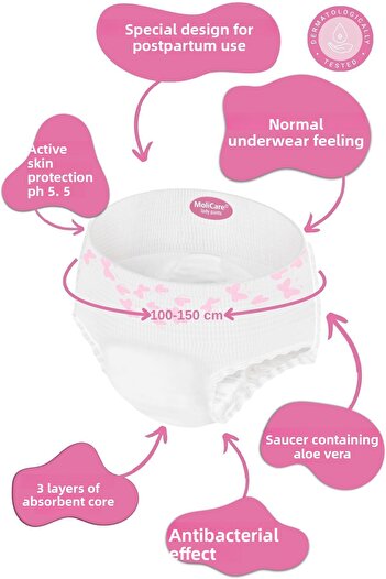 Hartmann Molicare Absorbent Panties Maternity Pad Aloe Vera Large Size 7 Pieces