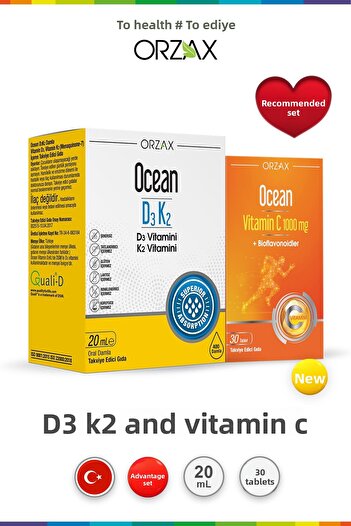 Ocean D3K2 Vitamin Drops 20 ml & Ocean Vitamin C 30 Tablets