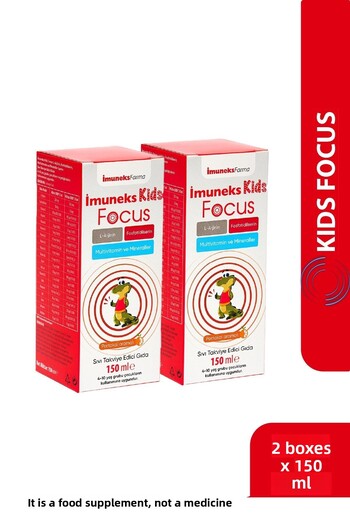Imuneks Farma İmuneks Kids Focus L-Arginine Liquid Supplementing Food Containing Multivitamins and Minerals 150 ml X2 Pcs