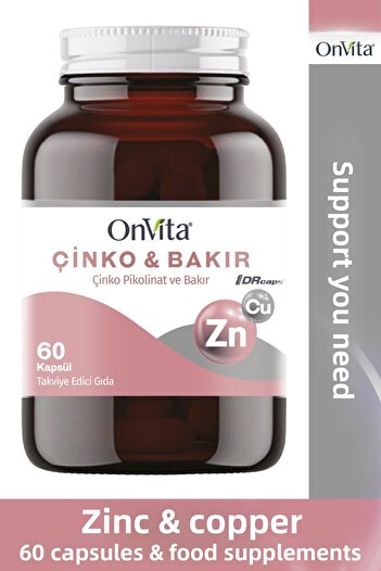 Onvita Zinc and Copper, 60 Capsules, Zn-Cu, Zinc Picolinate and Copper