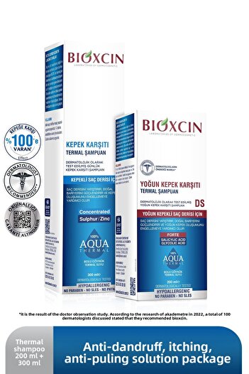 Bioxcin Aquathermal DS 200 ML and 300 ML Shampoo Set with Effect on Dandruff