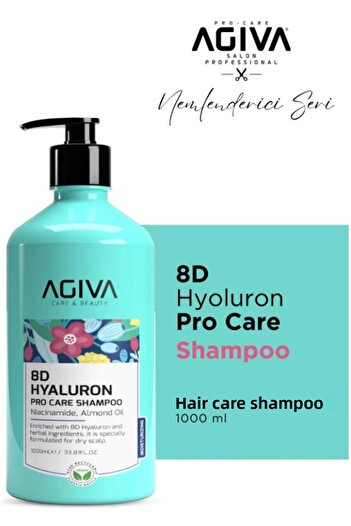 Agiva 8D Hyaluron Pro Care Care Shampoo with Niacinamide, Almond Oil – 1000 ml