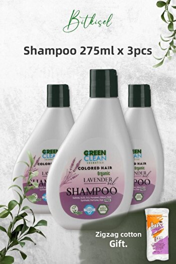 Green Clean Lavender Shampoo - 275 Ml X 3 Pieces and Gift
