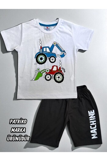 patriko tekstil Boy's Engineering Machine Printed Shorts Tshirt Bottom Top Set