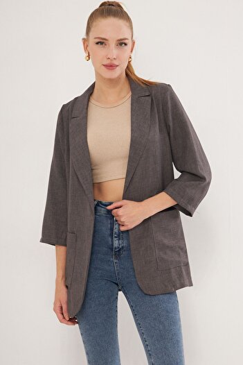armonika Women's Smoked Oversize Jacket with Pockets Arm-24Y 001115