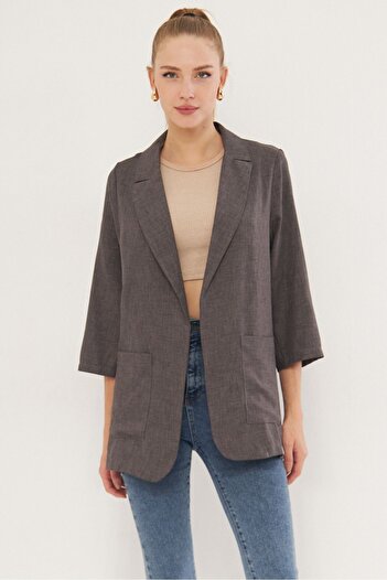 armonika Women's Smoked Oversize Jacket with Pockets Arm-24Y 001115