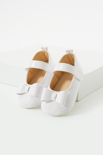 yummy kids First Step Velcro Bow Detailed Non-Slip Sole Patent Leather Girls Ballerina Shoes Booties