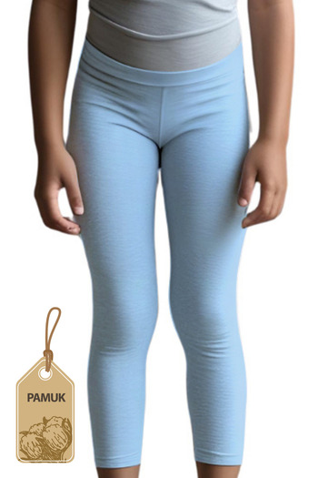 TWOO KİDS Sezonier Vară Confortabilă Fată Copil Anti-transpirație Bumbac Lycra Albastru Deschis Leggings Lungi