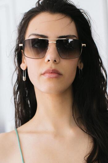 Bilge Karga Cubbal Gold Green Gradient Sunglasses