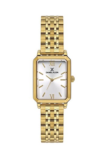 Daniel Klein Women's Silver Gold Rectangular Case Vintage Model Metal Cord Wristwatch