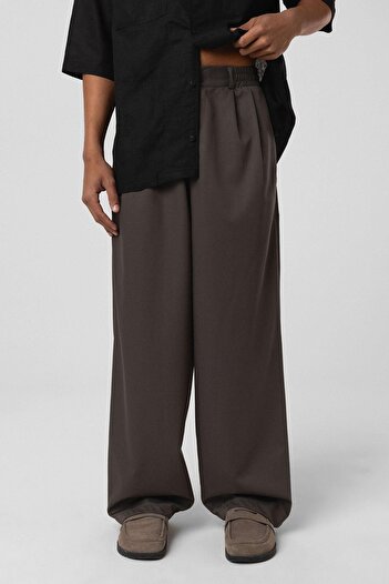 VAMOSCLO Baggy Fit Kumaş Pantolon Füme