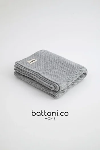 Battani.Co Home Premium Knitted Knitwear Gray Sofa Bed Tv Blanket 130X170 cm