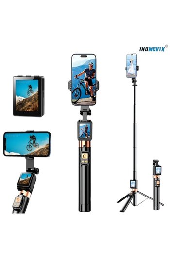 INOMEVIX Selfie Stick For Phone, Extendable Tripod 170cm, Removable Hd Screen,compatible With Ios And Android