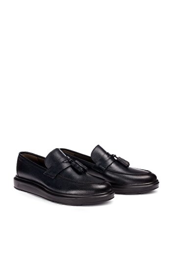 Deery Men's Navy Blue Genuine Leather Tassel Loafer
