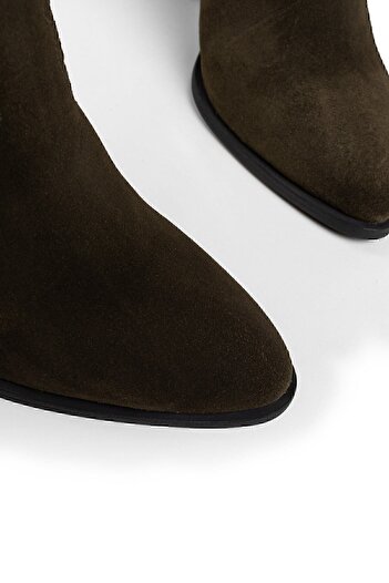 Deery Genuine Suede Khaki Women's Boots