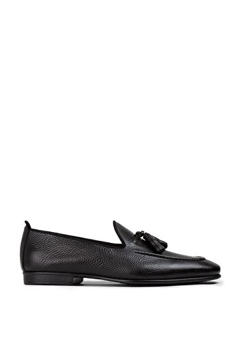 Deery Ανδρικό Loafer από γνήσιο δέρμα μαύρο φούντα