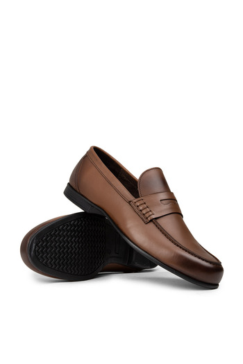 Deery Men's Tan Genuine Leather Loafers