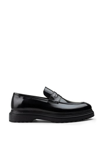 Deery Genuine Leather Black Loafer Men's Shoes