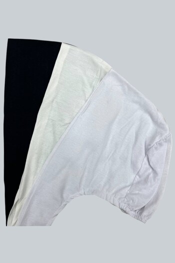 LA SEFA Seamless Lace Hijab Combed Cotton Bonnet 3Pcs-1Black-4White-1-Cream