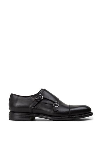 Deery Genuine Leather Double Buckle Black Men's Classic Shoes