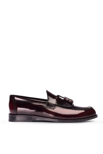 Deery Men's Burgundy Genuine Leather Tassel Loafer Shoes
