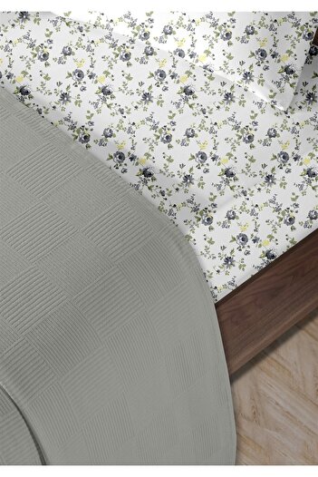 HomeBerry 100% Cotton Lidia Dark Gray Single Pique Set 160 X 230 cm