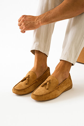 Safari Ayakkabı Lisona Men's Tasseled Genuine Leather Suede Loafer