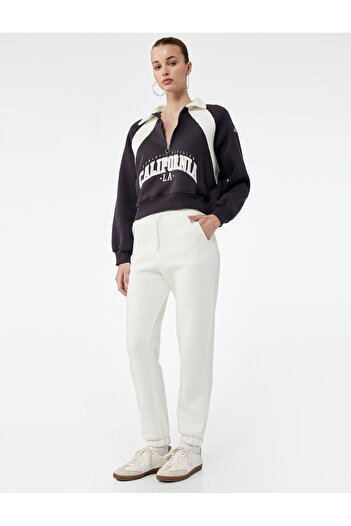 Koton Comfortable Fit Jogger Sweatpants with Raised Pockets and Lace-Up Waist