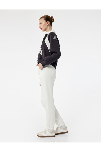 Koton Comfortable Fit Jogger Sweatpants with Raised Pockets and Lace-Up Waist