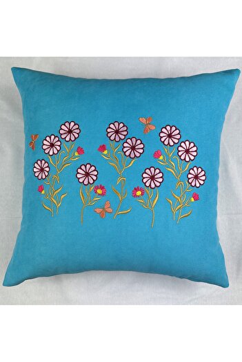 HHKARTS Flower Patterned Embroidered Throw Pillow Case with Zipper 4 Pcs 40X40