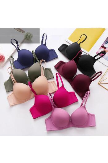 pae Underwire Double Push up Anti-Sagging Soft Daily Bra Neon Fuchsia 1 Piece
