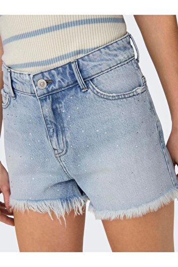 ONLY ONLPACY HW DNM - Pantaloni scurți din denim pentru femei, cu detalii în piatră