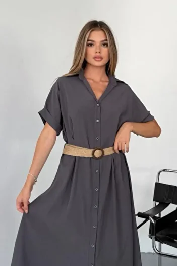 Feela Moda Women's Modal Woven Belt Shirt Dress 2015