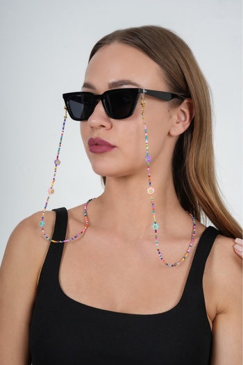 JULIANO Fimo Flower Sand Bead Glasses Chain - Necklace - Bracelet